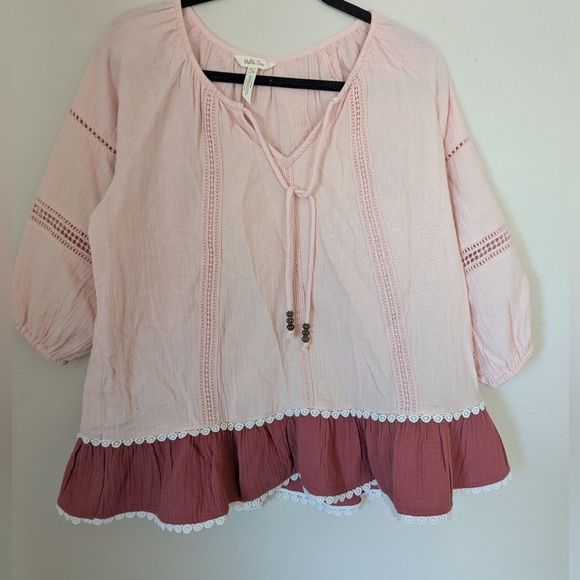 Matilda Jane Tops - Matilda Jane Blush and Brick Blouse Size L